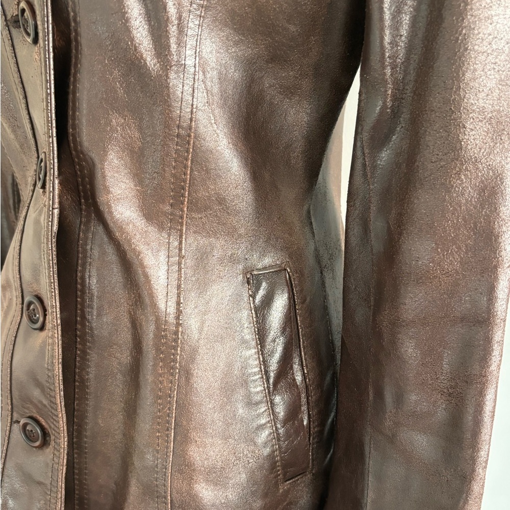 Vintage Women's Brown Leather Jacket - Picture 8 of 10